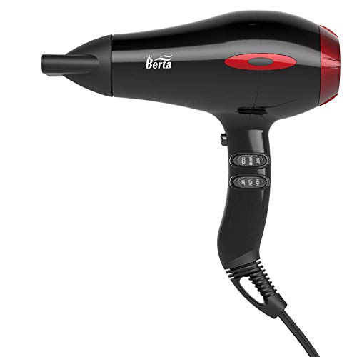 Professional Ionic Hair Dryer, Lightweight Powerful 1875 Watt Ceramic Salon Blow Dryer Negative Ions Cool Shot Button Hairdryer 2 Speed 3 Heat Settings with Concentrator Nozzle Cola Red