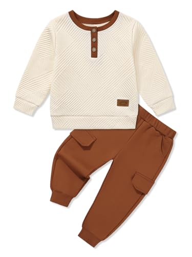 Ribbed Toddler Boy Clothes Set Fall Winter Long Sleeve Sweatshirt and Pants Outfits 2T 3T 4T 5T 6T