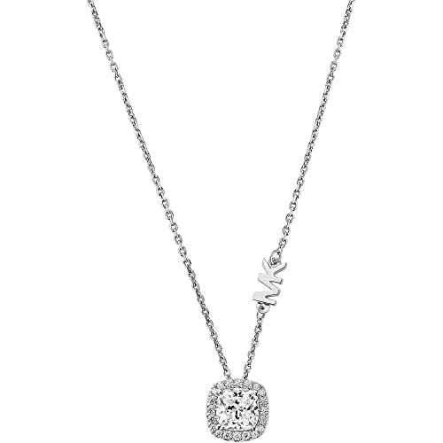 Michael Kors Collar colgante para mujer de plata con piedras semipreciosas y cierre de anilla de resorte
