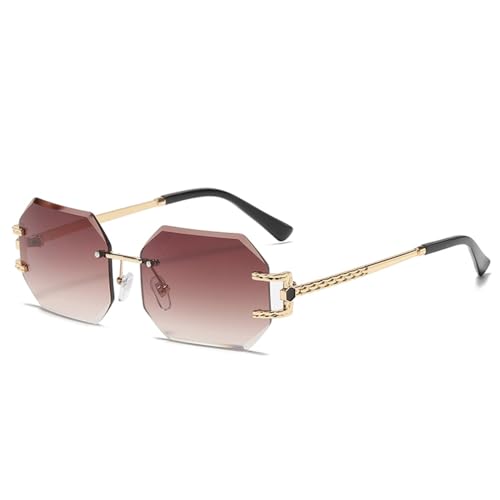 Lunettes de soleil polygone pour femmes avec lentille de coupe carrée rétro