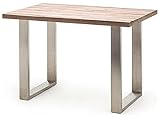Coloris : chêne cérusé PEGANE Table Haute en Acier et chêne cérusé - Longueur 160 x Hauteur 107 x Profondeur 100 cm
