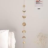 Moon Phase Wall Hanging [Handmade Hammered Gold Metal 7 Moons 34' Banner] Boho Christmas Home Decor...
