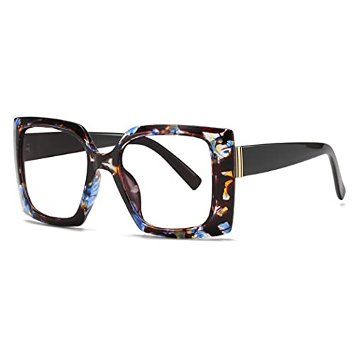 Image of Retro Square Blue Light Blocking Reading Glasses For Women Men Oversized Anti Anti Glare UV Eyewear