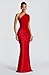 Memoriesea Women's Sexy One Shoulder Asymmetrical Pleated Formal Evening Gown Maxi Dress Red