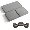 3 Pack Outdoor Patio Seat Cushions Replacement Covers Fit for 4 Pieces 4-Seater Wicker Rattan Patio Conversation Set Loveseat Chair Couch Furniture,36x18x2,18x18x2,Light Grey-Cover Only