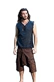 AJJAYA Hecho a mano negro neo gitano sin mangas terroso top camisa tanque tribal selva, Negro, M/L