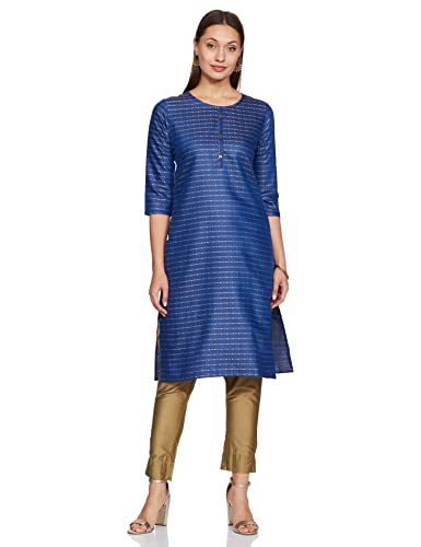 Image of Shiv Textiles Women's Cotton Regular Fit Fashion Kurti (Nikall Blue XL)
