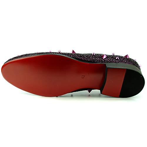 FI-7364 Men's Suede Rhinestones Spikes Slip on Loafer4