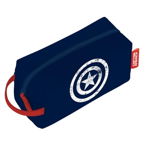 ARDITEX, Neceser Niño Capitan America, Bolsa de Aseo para Hombre, Estuche con Cremallera, Impermeable, Ideal para Organizar Productos de Aseo o Tus Pequeñas Cosas, 100% Poliuretano, 3 x 22 x 8 Cm