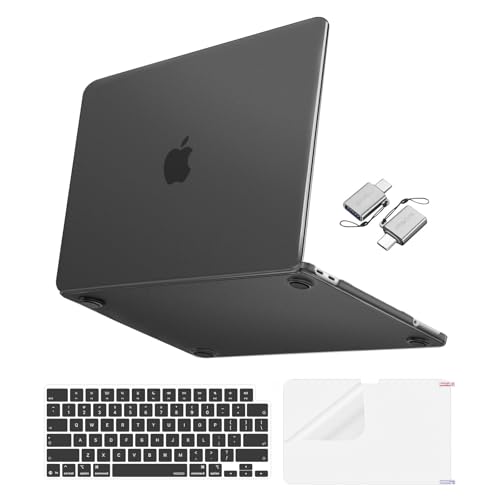 MOSISO Matte Finish Case Compatible with MacBook Neo 13 inch 2026 Release Model A3404 4 in 1 Kit Ultra-Thin Exact-Fit Scratches & Fingerprints Resistant Protective Hard Shell Case Cover Black Clear