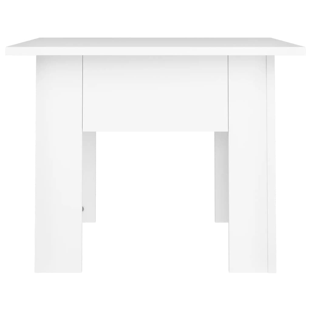 Mesa de centro blanca 55 x 55 x 42 cm, moderna mesa auxiliar de madera, mesa cuadrada de salón para bebidas, aperitivos y decoración, fácil de limpiar