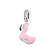 ESCYQ Colgantes De Plata 925 para Mujer,Vintage Creativo Natación Flamenco Rosado Anillo Colgante En Plata Esterlina Simple Atmósfera Sin Cadena Collar De Moda Regalo De Cumpleaños Regalo De San Vale