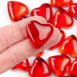 Factory Direct Craft Pack of 30 Red Glass Heart Gems Ruby Red Love Stones for Valentine's Day Decorations and Romantic Wedding Favors (1