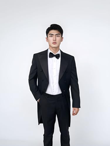 Men's Tailcoat Blazer Prom Business Double Breasted Buttons Swallow-Tailed Suit Coat3