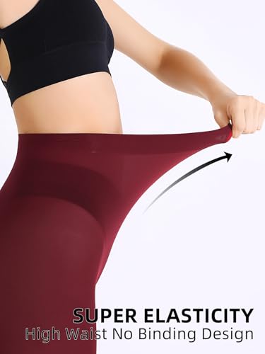 Image of Women's 80 Denier Semi Opaque Tights High Waist Soft Solid Color Footed Pantyhose