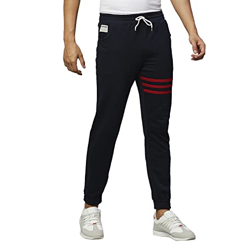 Image of Hubberholme Men's Slim Fit All Season Wear Cotton Track Pants - Trackpant with Drawstring Elastic Waistband, Lower for Jogging, Gym, Sports & Dailywear