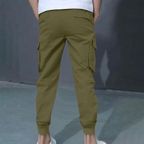Boys Cargo Pants Drawstring Elastic Waist Baggy Active Joggers Slim Fit Husky Pant with Multi Pockets3