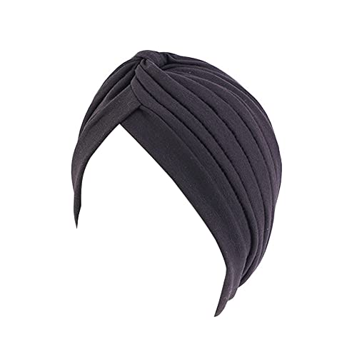 beauty YFJH Women's Cotton Turban Head Wrap Cancer Chemo Beanies Cap Headwear Cap Bonnet Hair Loss Hat, Black, One size