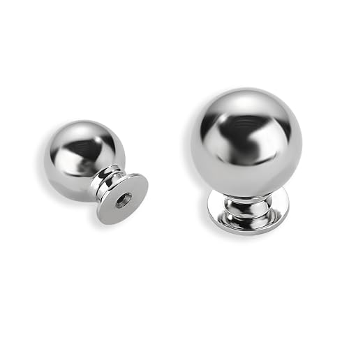 ZAUYX 10 Pack 100% Solid 1 inch(25mm) Polished Chrome Cabinet Knobs Decorative Bi-Fold Door Knob Outside Diameter Diecast Bathroom Cabinet knobs