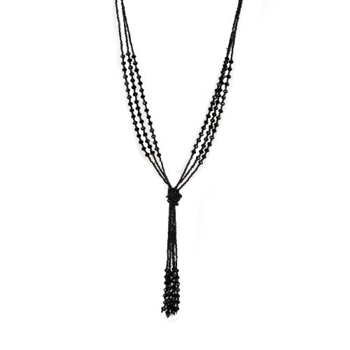 Vintage Style Charcoal Black Long Multitier Beaded Womens Necklace Jewelry (Long - 31