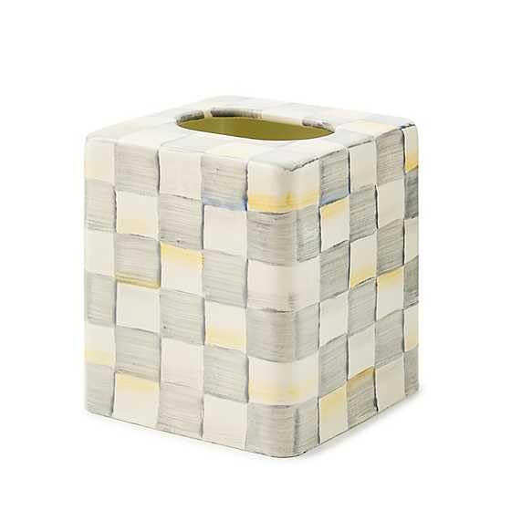 MACKENZIE-CHILDS Tissue-Box Cover, Tissue Holder for Home Decor, Gray-and-White Sterling Check, Square
