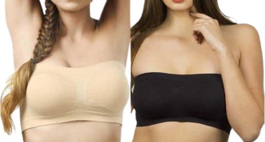 Image of Gozzby Womens & Girls Full Coverage Stylish Bandeau Non Padded Cotton Seamless Tube Bra