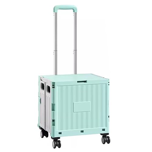 Carrito de compras de 4 ruedas para subir escaleras, plegable, ligero y perfecto para un fácil transporte, color verde, ideal para comestibles y recados