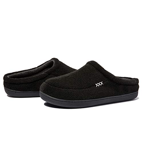 Image of NewDenBer Men's Warm Memory Foam Suede Plush Fleece Lined Slip on Indoor Outdoor Clog House Slippers