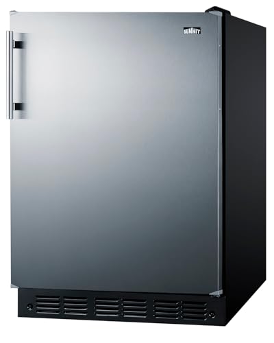 Summit FF708BLSS 24” Wide Under Counter Refrigerator 5.1 cu.ft. Made in Europe with Automatic Defrost Operation, Reversible Stainless-Steel Door, and Deluxe black interior (Right Hand Door) on Fridge.com