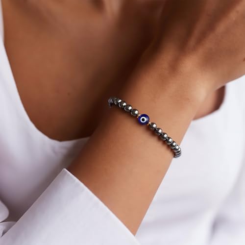 Image of Evil Eye Bracelets Hematite Protection Gifts for Women Men