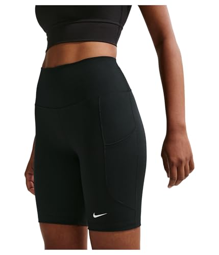 Nike Womens One High-Waisted 8 Bike Shorts with Pockets Black/White Medium
