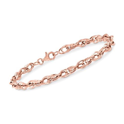 Ross-Simons 14kt Rose Gold Double-Oval Link Bracelet