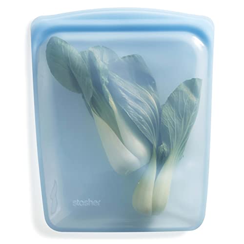 Stasher Bag Premium Silikonbeutel wiederverwendbar für Lebensmittel, Half Gallon, Blau, Dauerhaft, Backofen, spülmaschinen & Gefrierfest, Umweltfreundlich, Lunch-Tasche, Für Essenszubereitung, 1893ml
