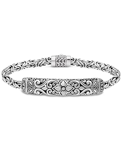 DEVATA Gold Plated Sterling Silver 925 / Sterling Silver 925 Bali with Dragon Bone Tulang Naga/Byzantine/Double Wheat Paddy Chain Bracelet