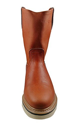 Men's Genuine Leather Work Boots Pull On Cowboy Honey and Black4