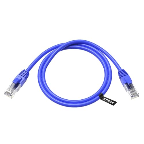 CableCreation 10 Feet (5-Pack) CAT 5e Ethernet Patch Cable, RJ45 Computer Network Cord, Cat5/Cat5e/Cat6 LAN Cable UTP 24AWG+100% Copper Wire for PC, Mac, Laptop, PS3, PS4, Xbox, 3m, Blue