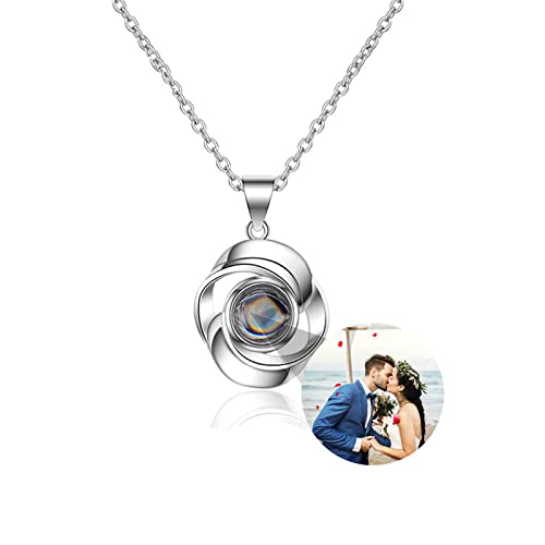 customized photo projection necklace,sterling silver projection necklace,100 languages i love you,mom/love necklace,necklace with projection photo,personalized photo jewelry women