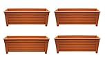 Optimal Products Plastic Trough Plant Pot Long Plastic Planter Outdoor Garden Herb Flower Box UK (55cm Trough Terracotta, 4)