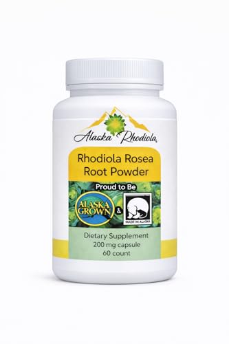 Alaska Rhodiola Capsules Root Powder Capsules 200mg 60 Count Dietary Supplement for Natural Energy and Stress Support