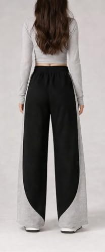 Image of CRAMPLEWomen's Graphic Print Wide Leg Sweatpants, Elastic Waist with Drawstring, Casual Streetwear Joggers