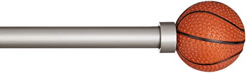 AmazonBasics Decorative 5/8" Curtain Rod with Basketball Finials, 28"-48"
