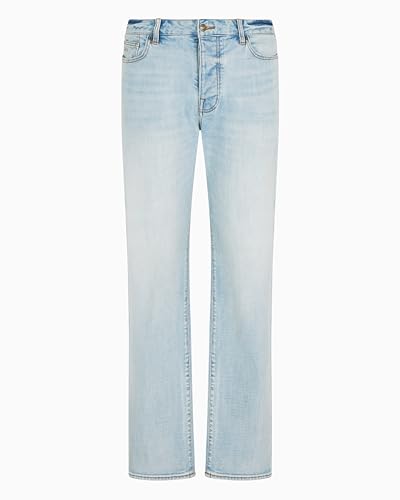 Armani Exchange Men's Relaxed Straight Fit, Super Light Blue Denim, 32 Regular3