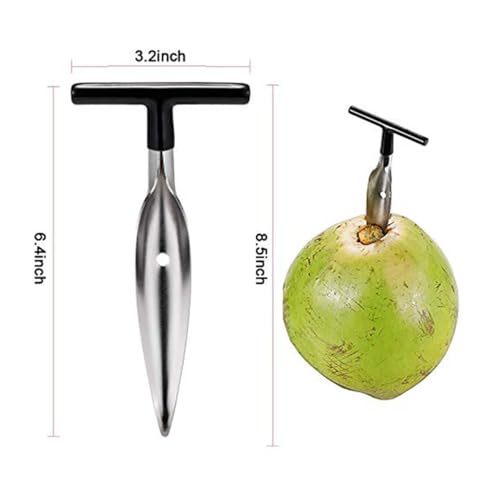Image of Stainless Steel Coconut Opener Tool + Metal Drinking Straws Set (4-Piece) | Eco-Friendly, Reusable, Food Grade, Portable with Cleaning Brush & Pouch | for Coconut Water, Juice, Smoothie