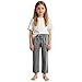 Kids Lightweight Linen Dress Pants Elastic High Waisted Loose Straight Leg Golf Pants with Pockets for 4-14 Years
