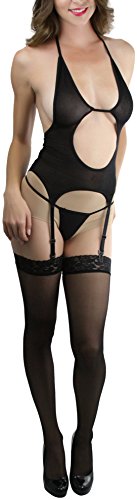 Image of ToBeInStyle Women's Bodystocking Bustier Garter Lingerie Suspender Thigh High Stockings