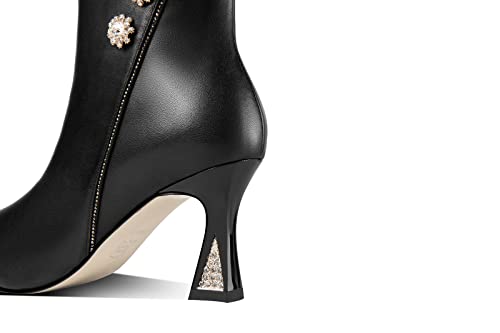 TinaCus Women's Handmade Genuine Leather Side Zip Up High Heel Pointed Toe Ankle Dressy Booties3