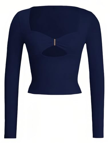 Image of FAIMILORY Women's Trendy Holiday Long Sleeve Sweetheart Neck Going Out Crop Tops Cute y2k T Shirts Slim Fitted Corset