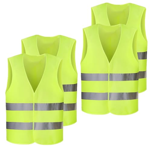 4 Piezas Chaleco Reflectante, 360° Chaleco de Seguridad, para Ciclistas, Conductores, Policías, Trabajadores, Tamaño Universal