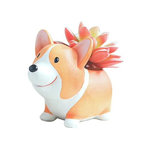 Pot de Fleur Résine d'animaux Mignon Corgi Mini Mini Pot Succulent Cactus Cactus Pot de Fleur avec Dispositif de Drainage en Bas Pot Plante (Size : B) Cover
