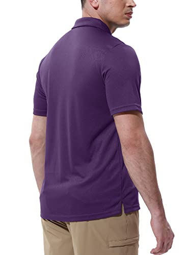 Gopune Men's Short Sleeve Polo Shirts Quick Dry Outdoor Regular Fit Golf Shirts With Pocket Purple,Xl #TOP4